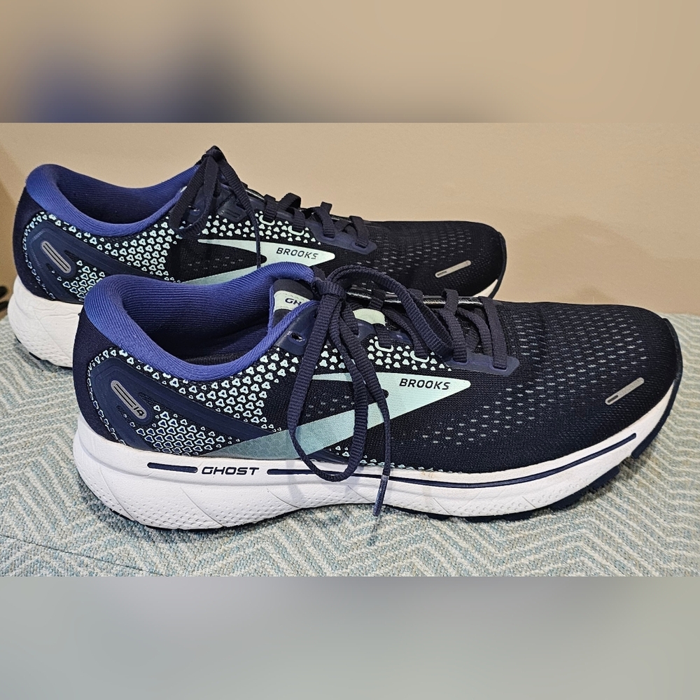 BROOKS WOMEN'S GHOST 14 ATHLETIC SHOES - PEACOAT/YUCCA/NAVY, Size 11